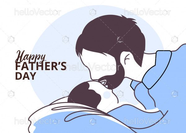 Father kissing new born baby - Vector Illustration