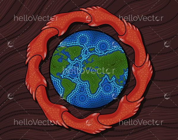 Save the planet together. Aboriginal dot art vector painting