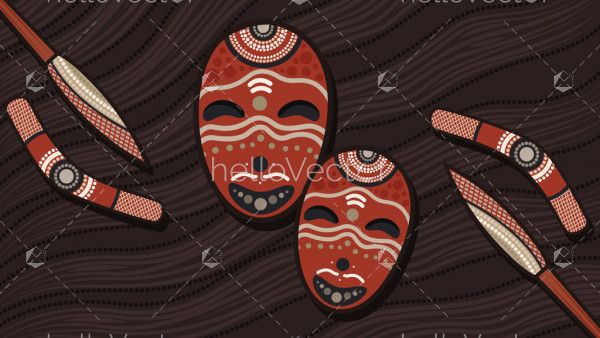 Aboriginal weapons, Illustration based on aboriginal style of background