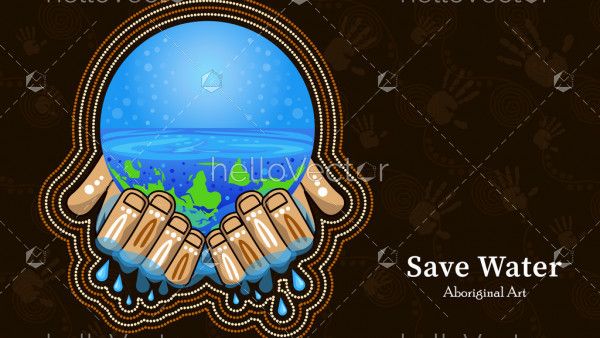 Aboriginal art dot painting on save water