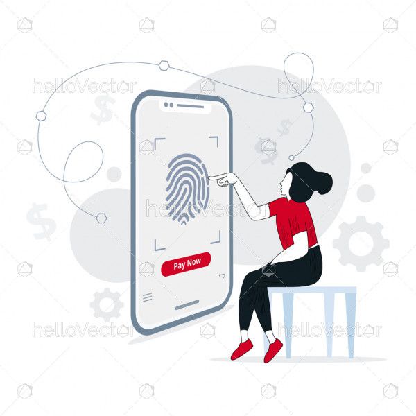 Secure payment with touch id scan - Vector Illustration