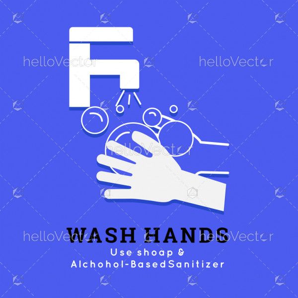 Wash your hands signage - Vector Illustration