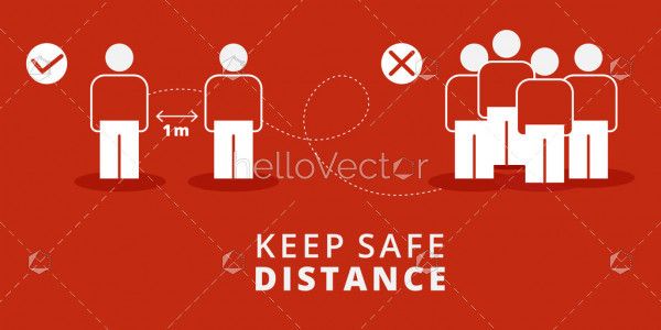 Keep distance signage illustration