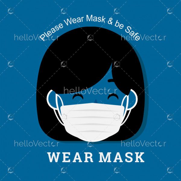 Wear face mask signage - Vector Illustration