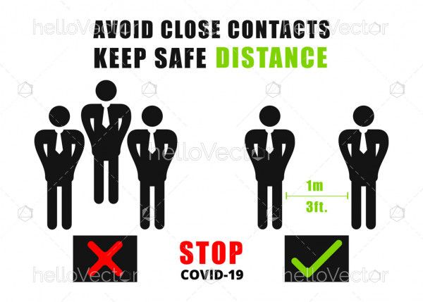 Safe distancing signage - Vector Illustration