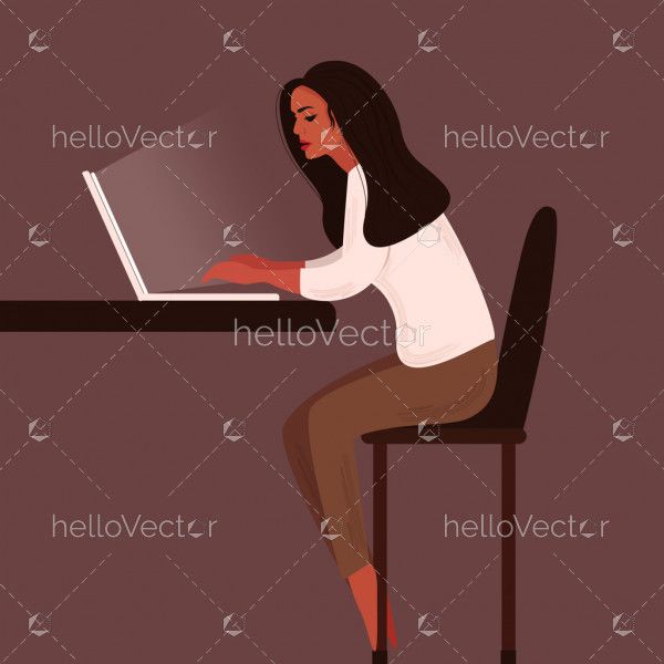 Woman working at home illustration