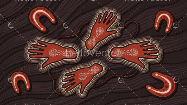 Aboriginal dot art vector painting. Friendship and unity concept