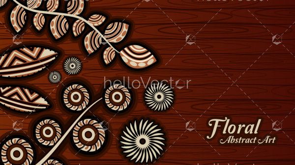 Abstract floral art on wood background
