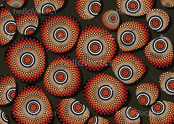 Doted stones. Aboriginal stone art vector background