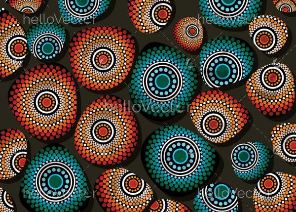 Doted stones. Aboriginal stone art - Vector illustration