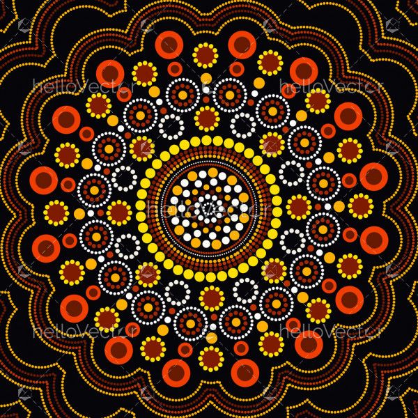 Illustration based on aboriginal style of Australian dot mandala background