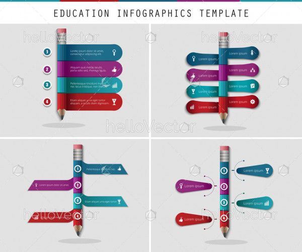 Set of pencil infographic template for education