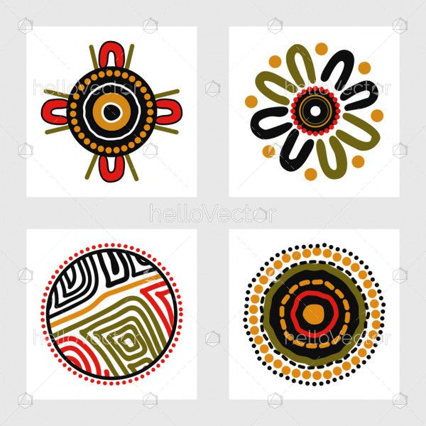 Set of aboriginal art dots painting icon design