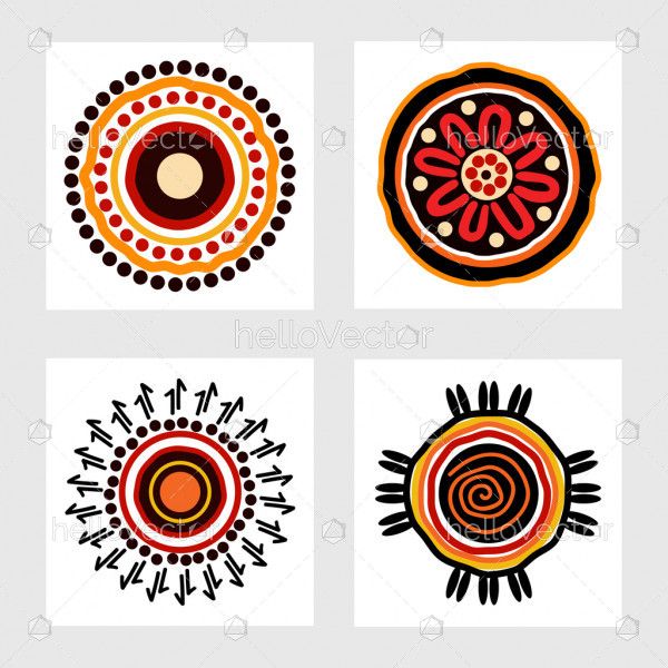 Aboriginal art painting icon set - Vector Illustration