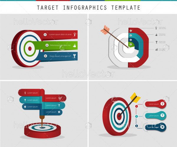 Target infographic design set - Vector Illustration