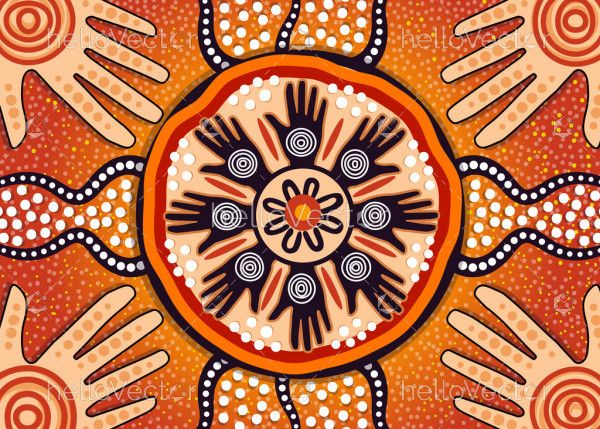 Aboriginal dot art vector painting. Friendship and unity concept ...