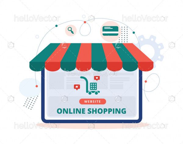 Online shopping store flat illustration