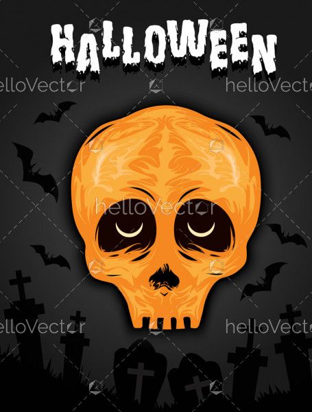 Scary Halloween Skull Illustration