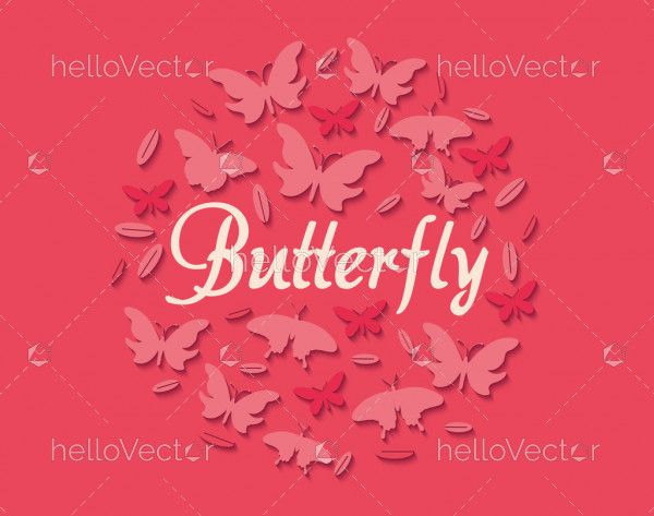 Abstract paper cut out butterfly background