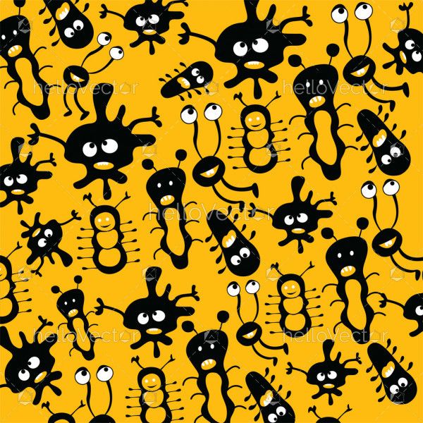 Seamless pattern of bacteria, germs and viruses - Vector background illustration