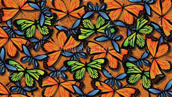Seamless colorful butterfly background vector