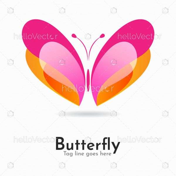 Butterfly colorful logo icon overlay transparent