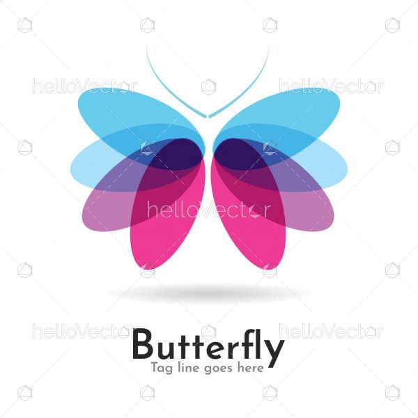 Butterfly colorful logo icon overlay transparent