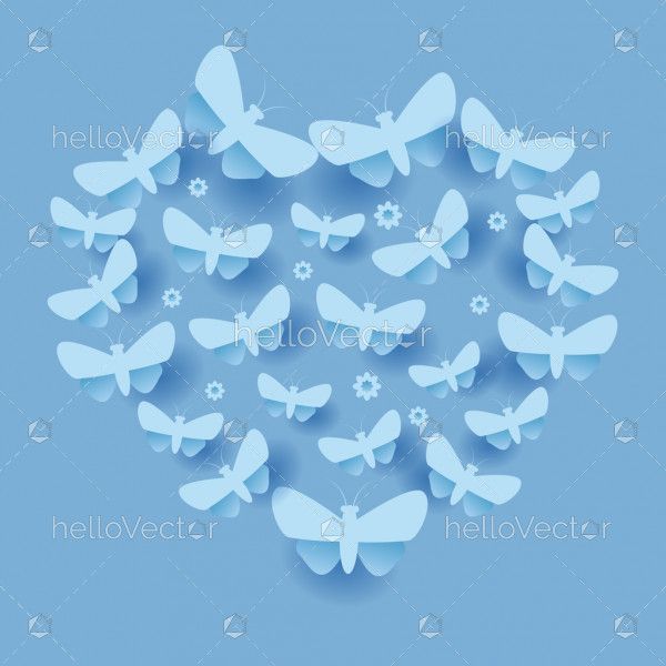 Heart made of butterflies illustration