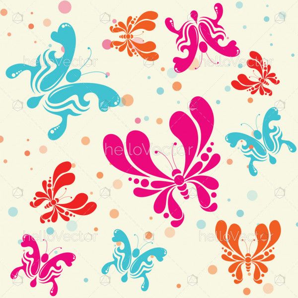 Colorful butterflies seamless pattern background - Vector Illustration
