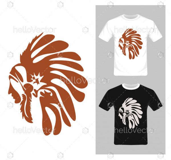 North American Indian chief vector - T-shirt graphic design