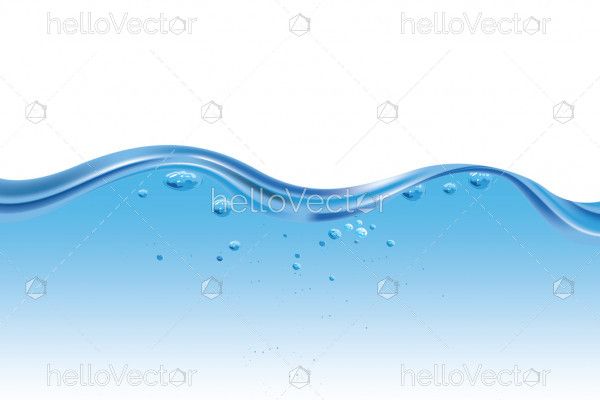 Water wave surface with bubbles