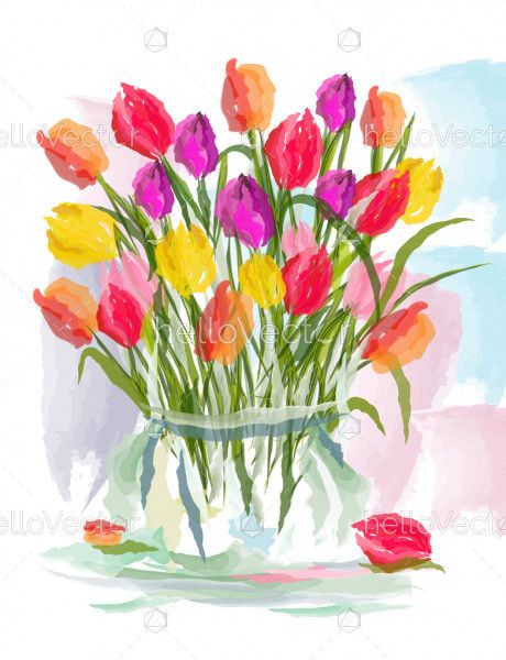 Tulips watercolor painting