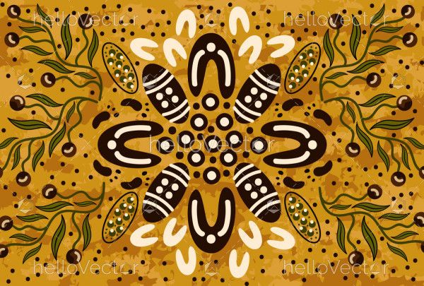 Bush leaves aboriginal art vector background