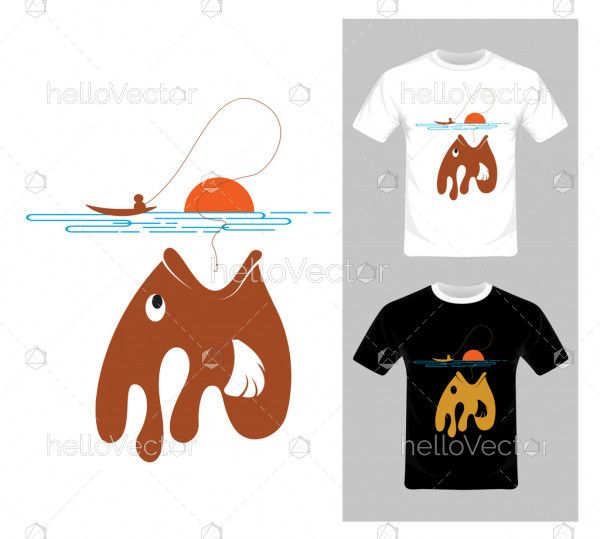 Fishing Graphic Vector,  Abstract fish - T-shirt graphic design.