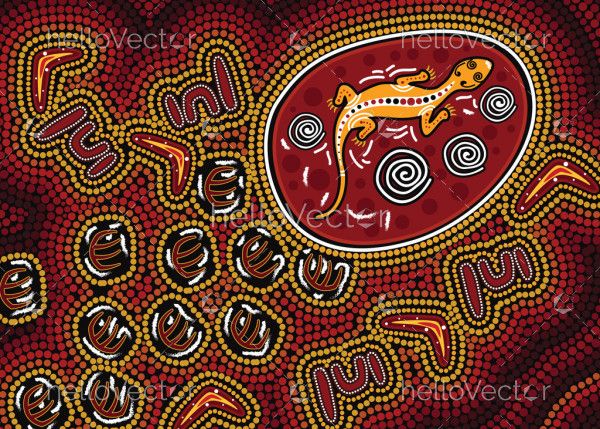 Aboriginal dot lizard background