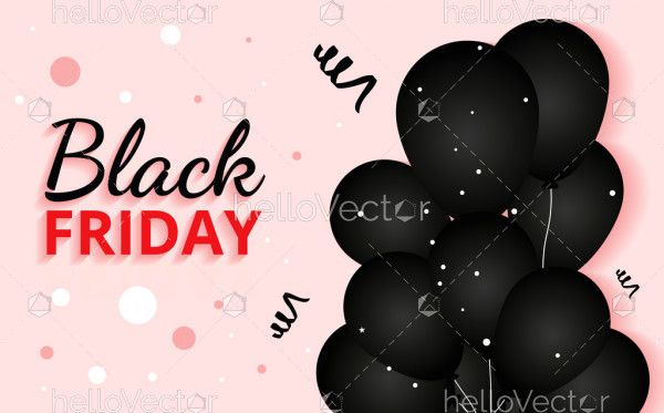 Black friday banner background with balloons