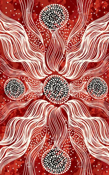 Red aboriginal art painting