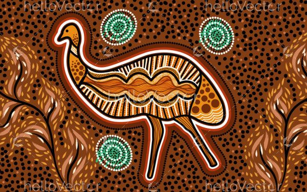 Aboriginal Emu Art Illustration