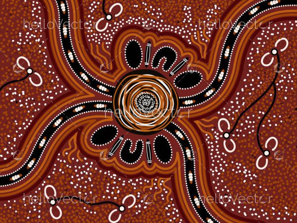 Brown aboriginal dot art