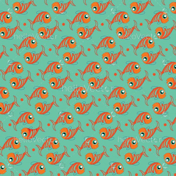 Fish background vector. Seamless pattern of simple fish illustration.