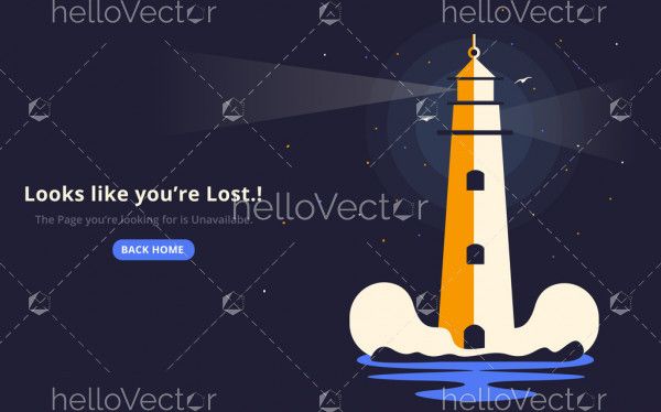 404 Error Background With Lighthouse