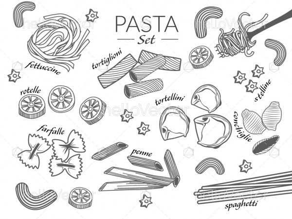 Pasta Doodle Background - Download Graphics & Vectors