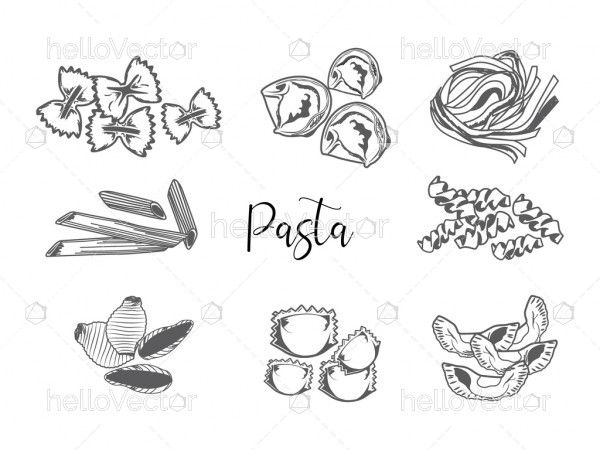 Italian Pasta Set Vector