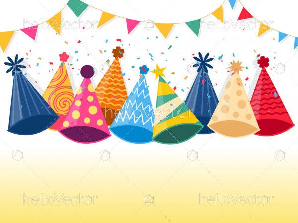 Set of colorful party hats vector