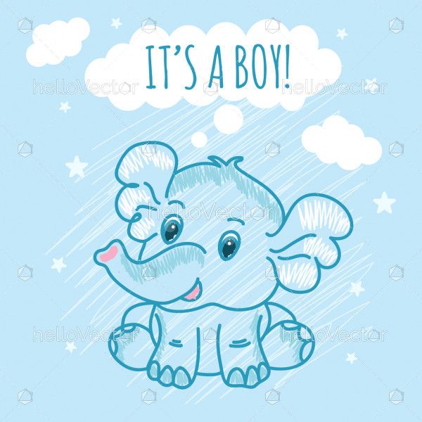 Baby shower card with cute elephant