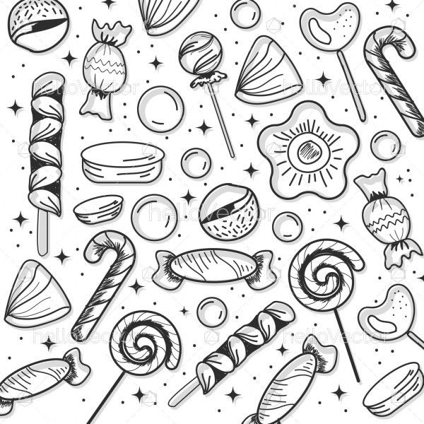 Set of candy in doodle style - Download Graphics & Vectors