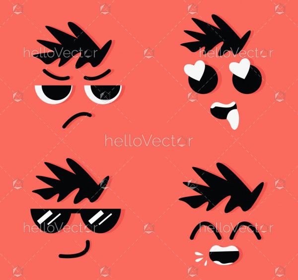 Set of different emotional stickers vector