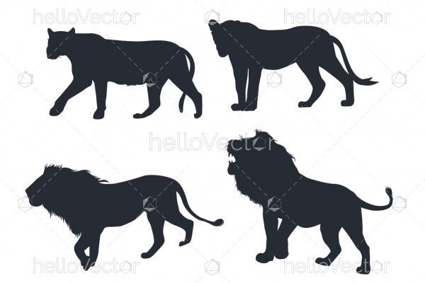 Lion Silhouette Set