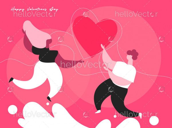 Cartoon couple character in love, Valentine's background