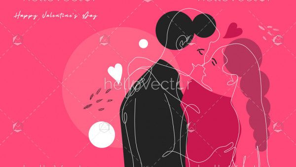 Romantic Hugging Couple - Modern Illustration